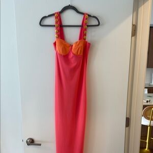 Amazon Women's Pink and Orange Maxi Dress